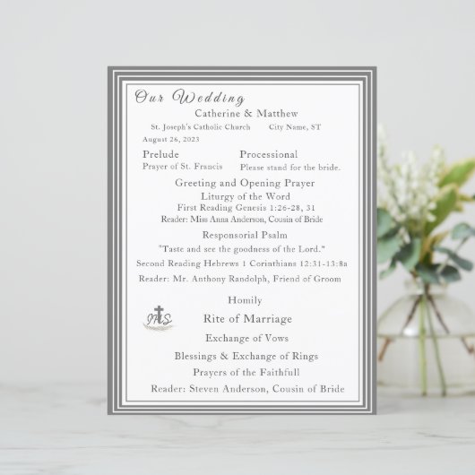 Programme de mariage catholique encadré (Debout devant)