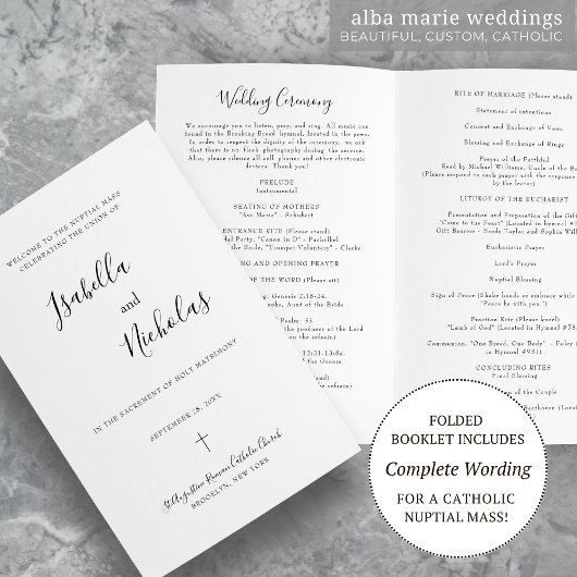 Programme de mariage catholique Isabella avec mess