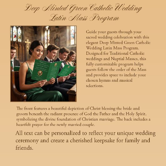 Programme de Mariage Catholique Latin Deep Minted 