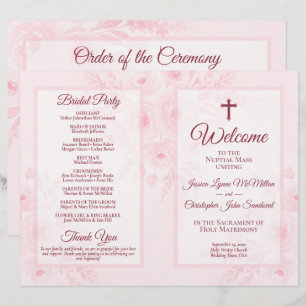Programme de mariage catholique pliable DIY floral