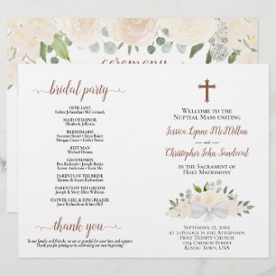 Programme de mariage catholique pliable DIY Roses