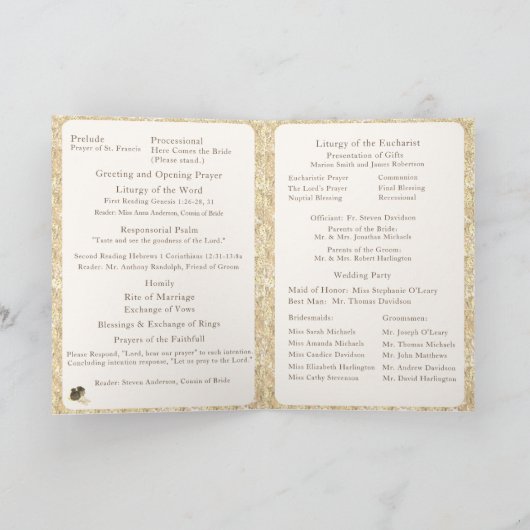 Programme de mariage catholique Rose organisé (Intérieur)