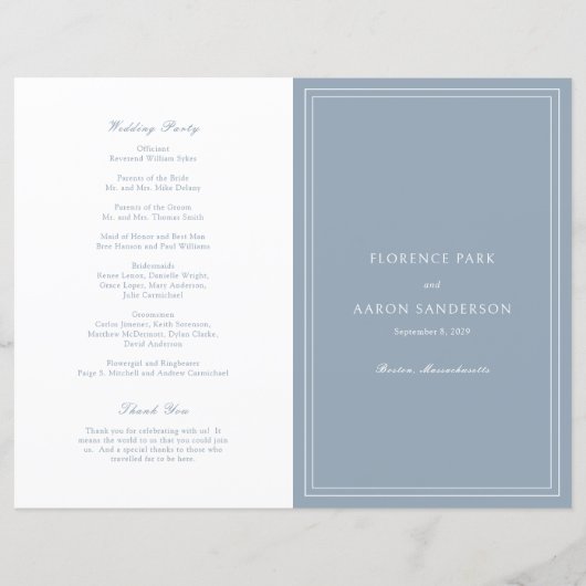 Programme de Mariage Catholique Traditionnel Bleu  (Devant)
