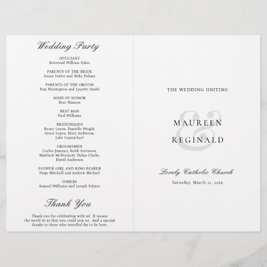Programme de mariage catholique traditionnel éléga (Devant)