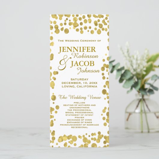 Programme de mariage | Célébration Gold Confetti (Debout devant)