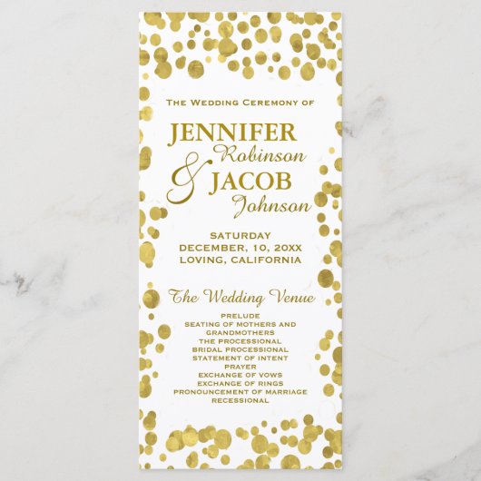 Programme de mariage | Célébration Gold Confetti (Devant)