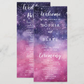 Programme de mariage céleste aux étoiles roses et  (Devant / Derrière)