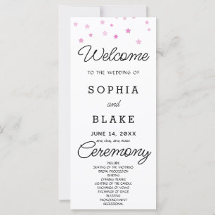 Programme de mariage céleste blanc aux étoiles ros