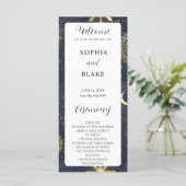 Programme de mariage céleste bleu et or (Debout devant)