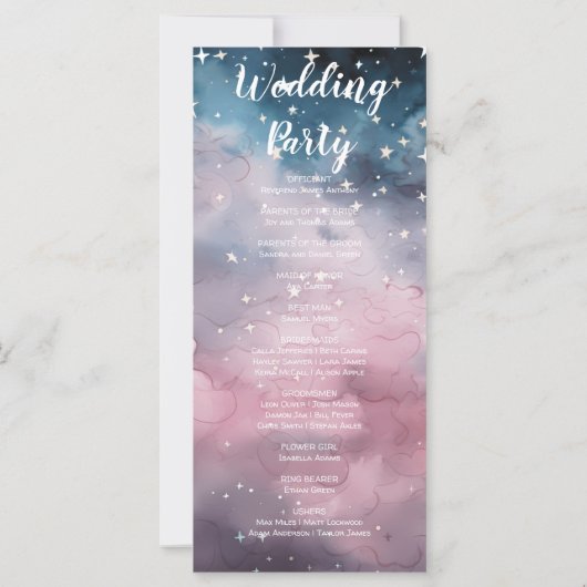 Programme de mariage céleste des étoiles rose et b (Dos)