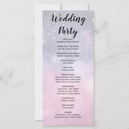 Programme de mariage céleste des étoiles rose et b (Dos)