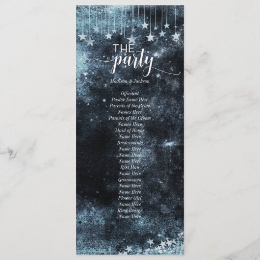 Programme de mariage céleste en aquarelle étoilée (Dos)