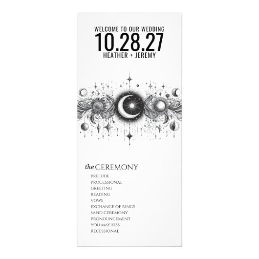 Programme de mariage céleste noir et blanc (Devant)