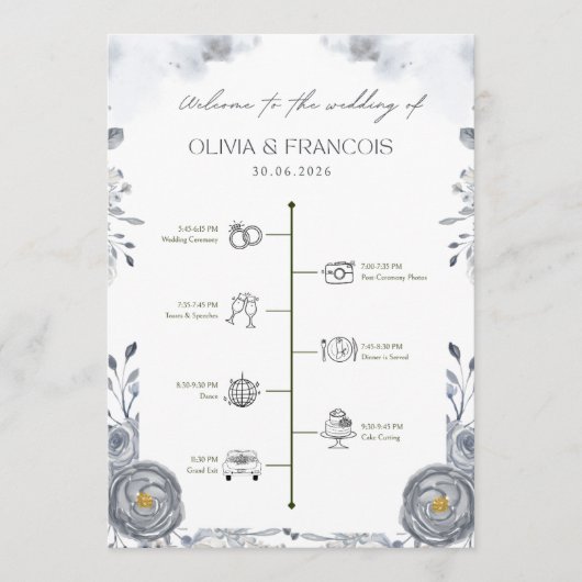 Programme de Mariage – Cérémonie Florale Élégante (Devant)