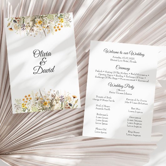 Programme de mariage champ de fleurs sauvages en t