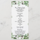 Programme de mariage champêtre vert de fêtes et cô (Dos)