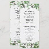 Programme de mariage champêtre vert de fêtes et po (Devant / Derrière)