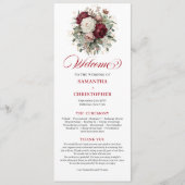 Programme de mariage charmant rose Bourgogne or (Devant)