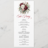 Programme de mariage charmant rose Bourgogne or (Dos)