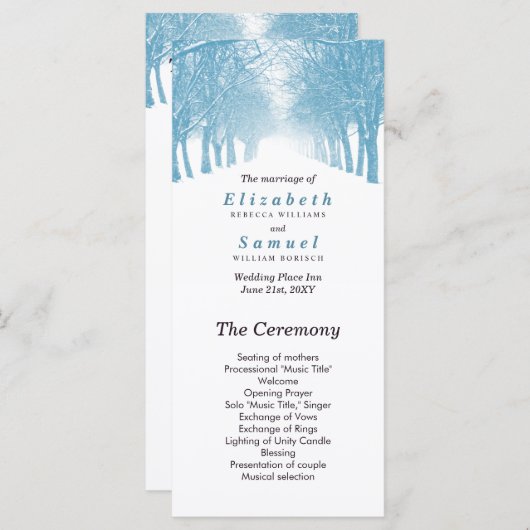 Programme de mariage Chemin de l'avenue des arbres (Devant / Derrière)