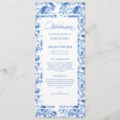 Programme de mariage chic bleu marine floral Toile (Devant)