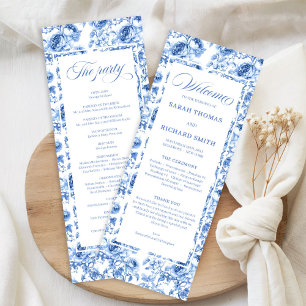 Programme de mariage chic bleu marine floral Toile