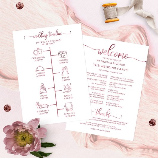 Programme de mariage chic écriture Itinéraire de m