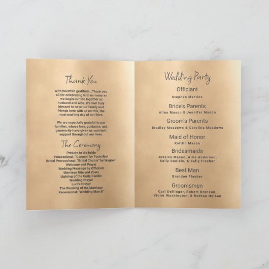 Programme de mariage chic en sequins de luxe en or (Intérieur)