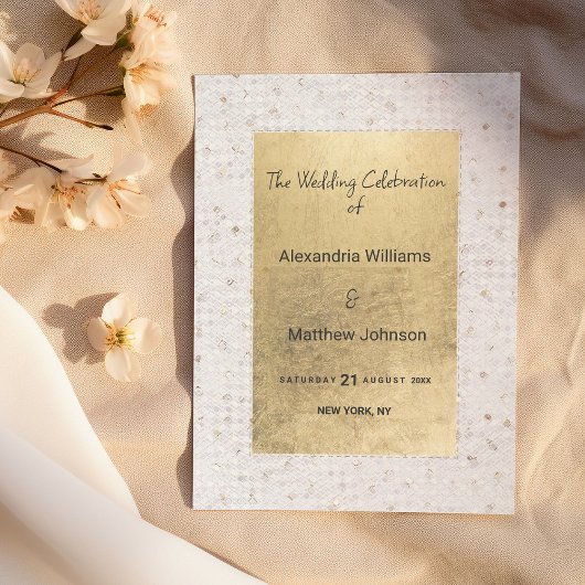 Programme de mariage chic en sequins de luxe en or
