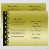 Programme de mariage chic floral romantique or et (Devant / Derrière)