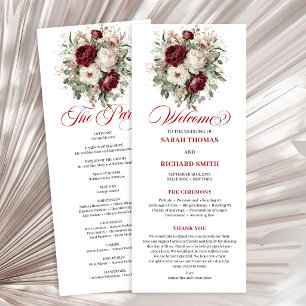 Programme de mariage chic floral rose burgundy