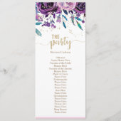 Programme de mariage chic floral violet champagne (Dos)