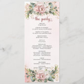 Programme de mariage chic poussiéreux rose floral  (Dos)