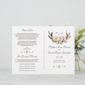 Programme de mariage Chic Rose Floral Cerf (Debout devant)
