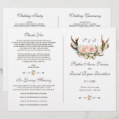 Programme de mariage Chic Rose Floral Cerf (Devant / Derrière)