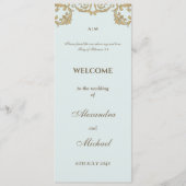 Programme de mariage chrétien baroque vintage bleu (Devant)