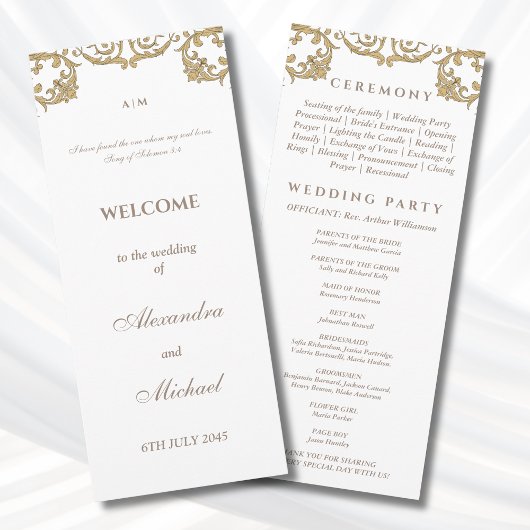 Programme de mariage chrétien baroque vintage orné
