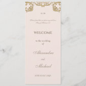 Programme de mariage chrétien baroque vintage rose (Devant)