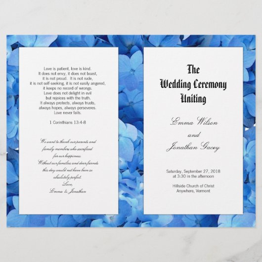 Programme de mariage chrétien catholique Bigleaf H (Devant)