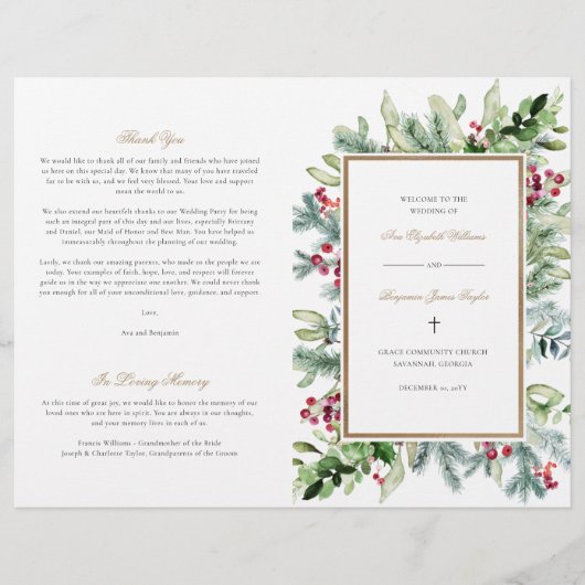 Programme de mariage chrétien d'Ava pour Noël (Devant)