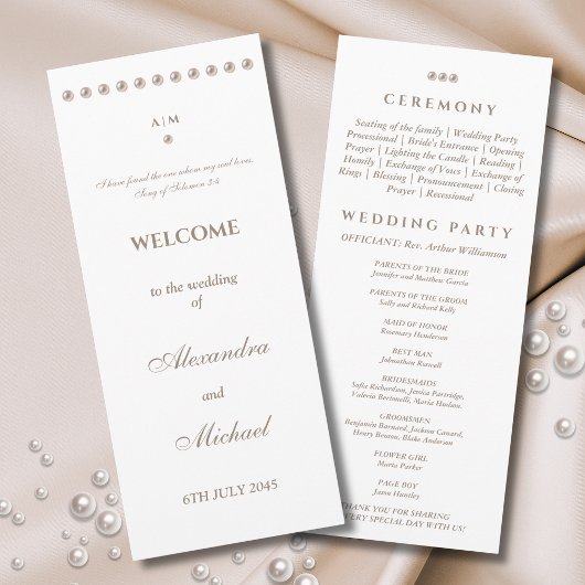 Programme de mariage chrétien élégant et simple pe