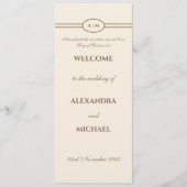 Programme de mariage chrétien en crème marron mono (Devant)