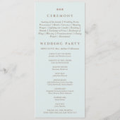 Programme de mariage chrétien perle bleue élégant (Dos)