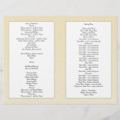 Programme de mariage chrétien plié Champagne (Dos)