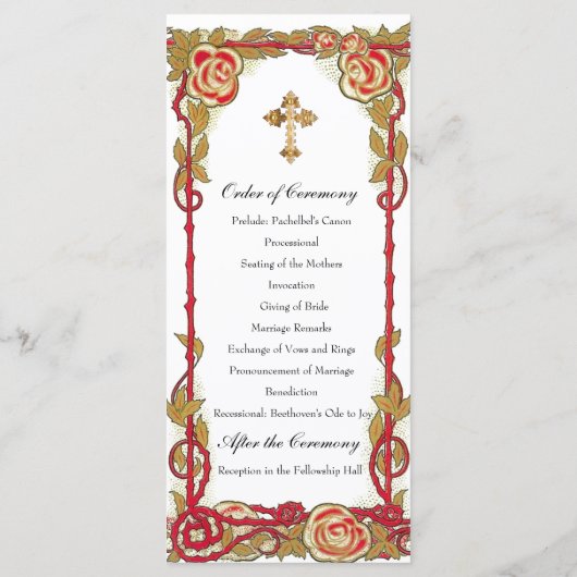 Programme de mariage chrétien Rose vintage (Dos)