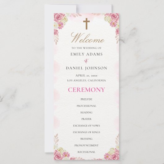 Programme de mariage chrétien traditionnel (Devant)