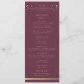 Programme de mariage Ciel Soleil Lune Étoiles Or P (Dos)