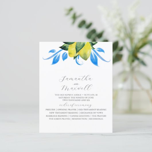 Programme de mariage Citrons botaniques Feuilles (Debout devant)