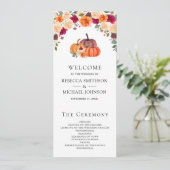 Programme de mariage citrouille florale orange brû (Debout devant)