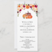 Programme de mariage citrouille florale orange brû (Devant)
